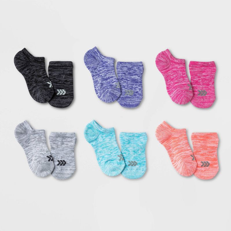 slide 1 of 2, Kids' 6pk Super No Show Athletic Socks - All In Motion™ Colors May Vary M, 6 ct