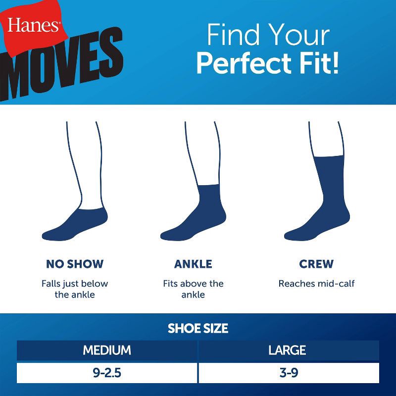 slide 5 of 5, Hanes Premium Hanes Moves Premium Boys' 6pk Striped Crew Socks - Colors May Vary L: Lightweight Knit, Arch Support, 6 ct