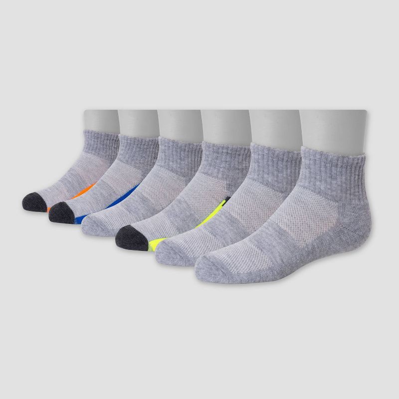 slide 2 of 3, Hanes Premium Boys' 6pk Ankle Socks - Colors May Vary L, 6 ct