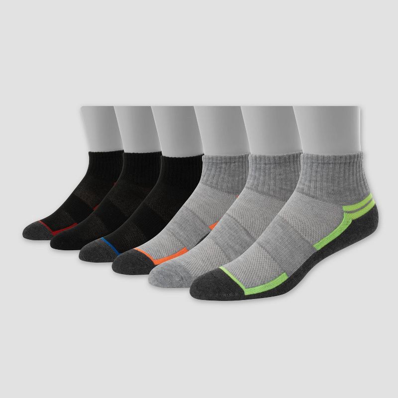 slide 2 of 3, Hanes Premium Boys' 6pk Ankle Athletic Socks - Colors May Vary M, 6 ct