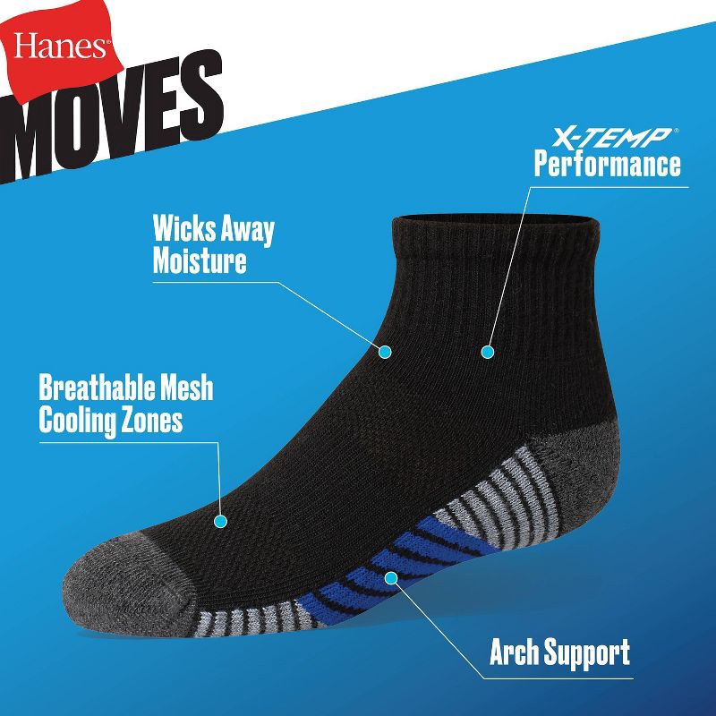 slide 4 of 5, Hanes Premium Hanes Moves Premium Boys' 6pk Ankle Athletic Socks - Colors May Vary M, 6 ct