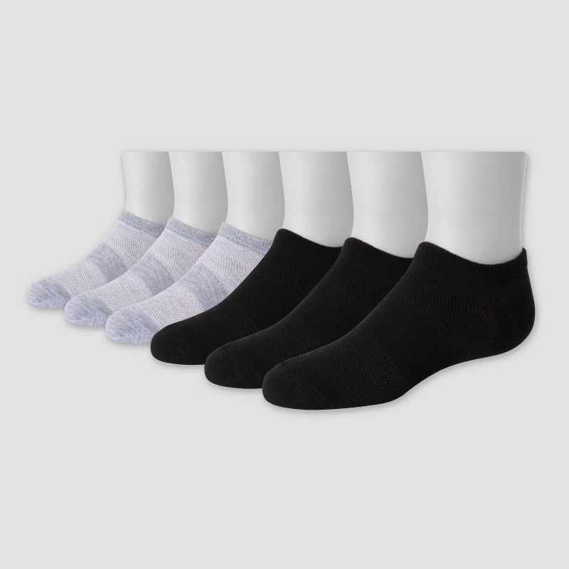 slide 2 of 3, Hanes Premium Boys' 6pk No Show Footbed Socks - Colors May Vary M, 6 ct