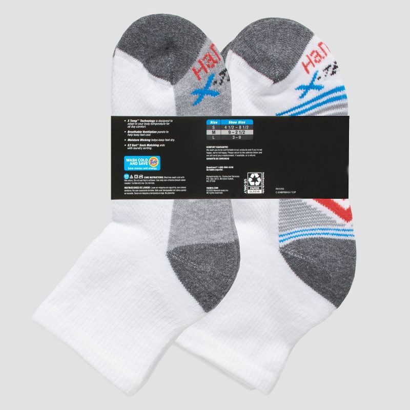slide 2 of 3, Hanes Premium Hanes Boys' 10pk Premium Ankle Athletic Socks - White M, 10 ct