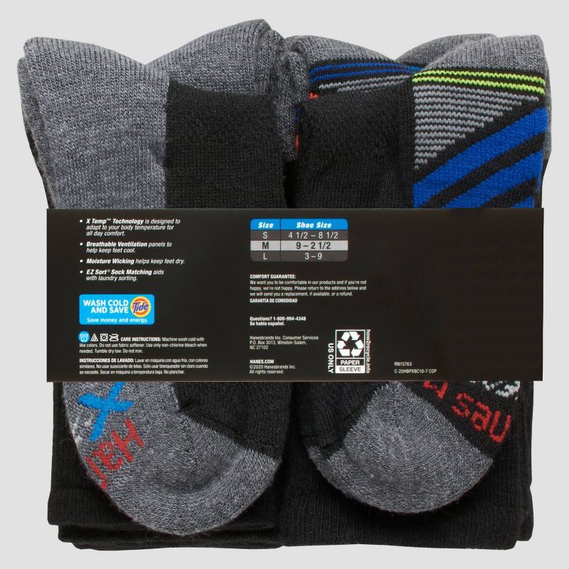 slide 2 of 3, Hanes Premium Hanes Boys' 10pk Premium Crew Athletic Socks - Black L, 10 ct