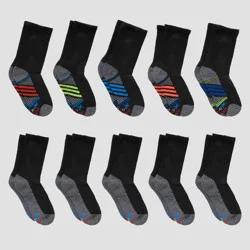 Hanes Premium Hanes Boys' 10pk Premium Crew Socks - Black L