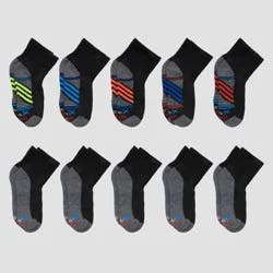 Hanes Premium Hanes Boys' 10pk Premium Ankle Athletic Socks - Black S: Moisture Wicking, Tagless, Lightweight Knit