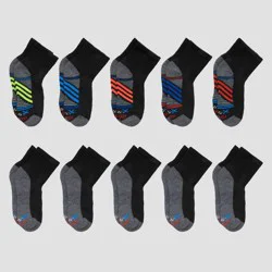 Hanes Premium Hanes Boys' 10pk Premium Ankle Athletic Socks - Black M