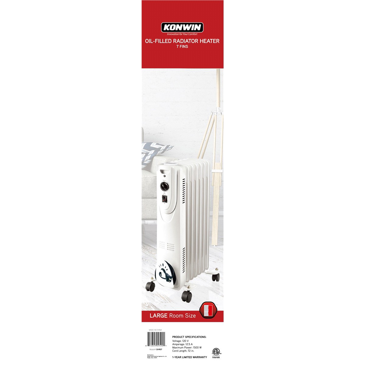 slide 5 of 5, Konwin Oil Filled Radiator Heater, 1 ct