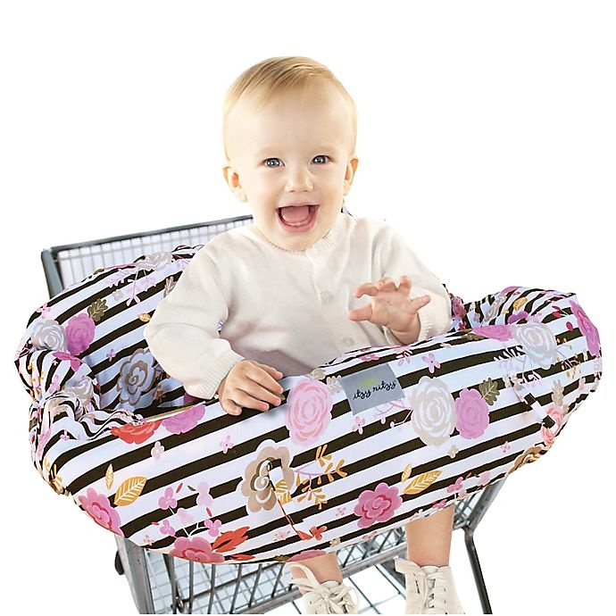 slide 2 of 5, Itzy Ritzy Ritzy Sitzy Shopping Cart and High Chair Cover - Floral Stripe, 1 ct