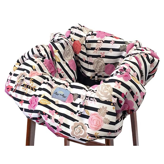 slide 3 of 5, Itzy Ritzy Ritzy Sitzy Shopping Cart and High Chair Cover - Floral Stripe, 1 ct