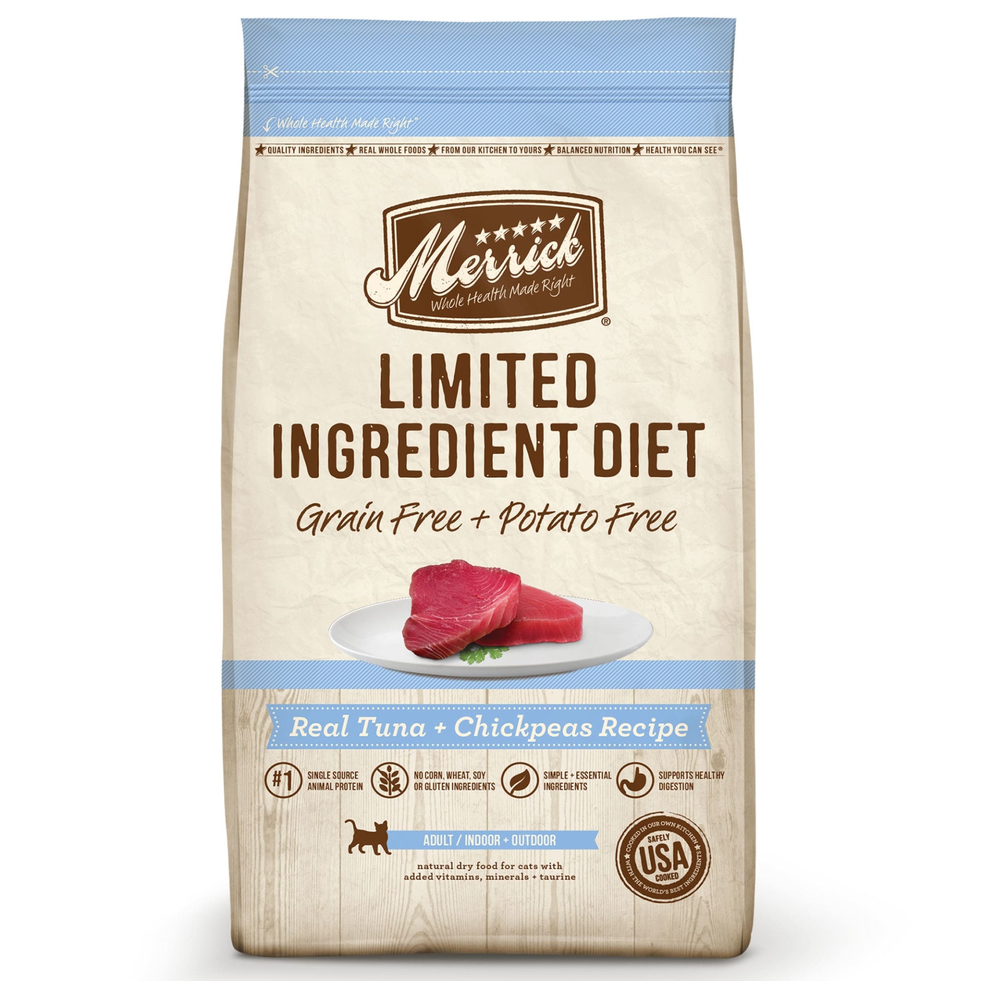 slide 1 of 1, Merrick Grain Free Limited Ingredient Diet Tuna Recipe Cat Dry Food, 12 lb