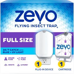 Zevo Indoor Flying Insect Trap for Fruit flies, Gnats, and House Flies - 1 Plug-In Base + 1 Cartridge