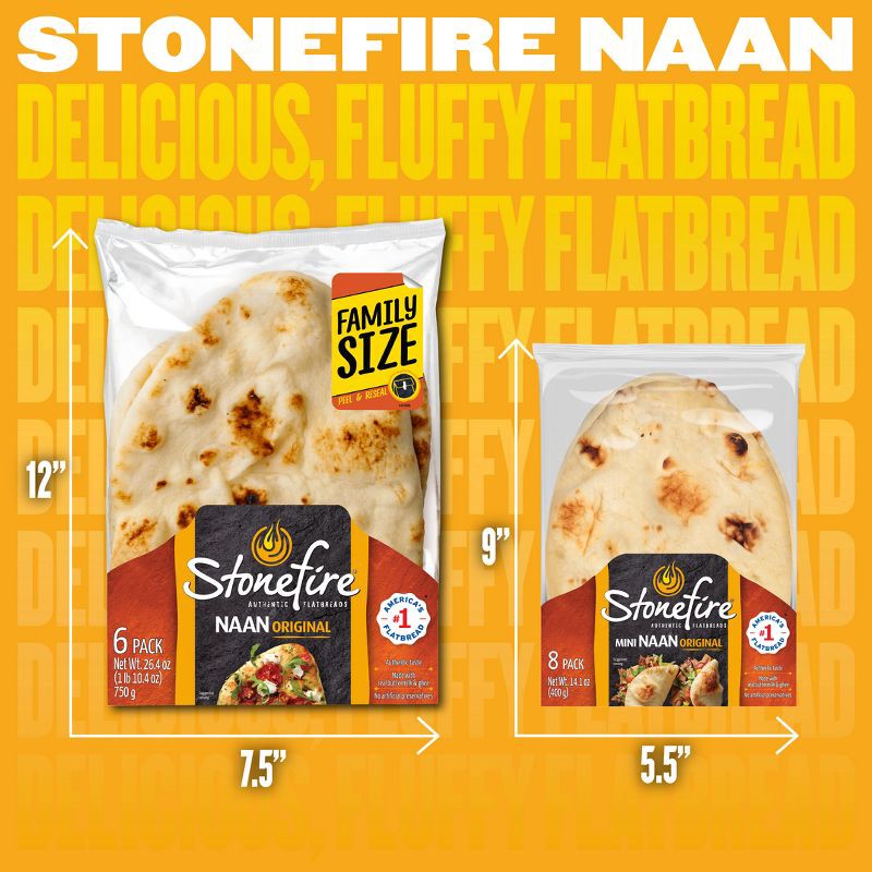 slide 7 of 8, Stonefire Original Naan Family Size - 26.4oz/6ct, 26.4 oz, 6 ct