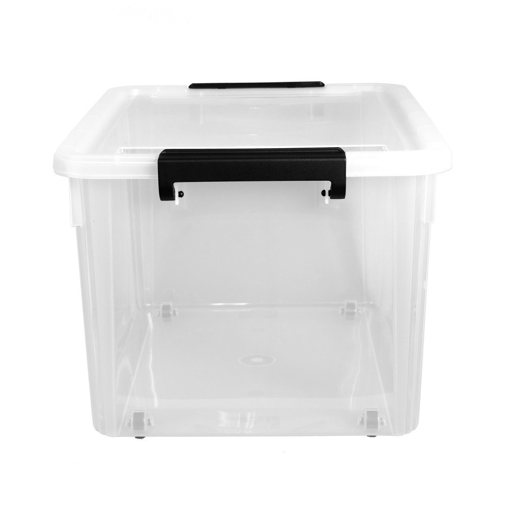 slide 2 of 3, Home Logic Latching Storage Box with Wheels Clear, 58 qt