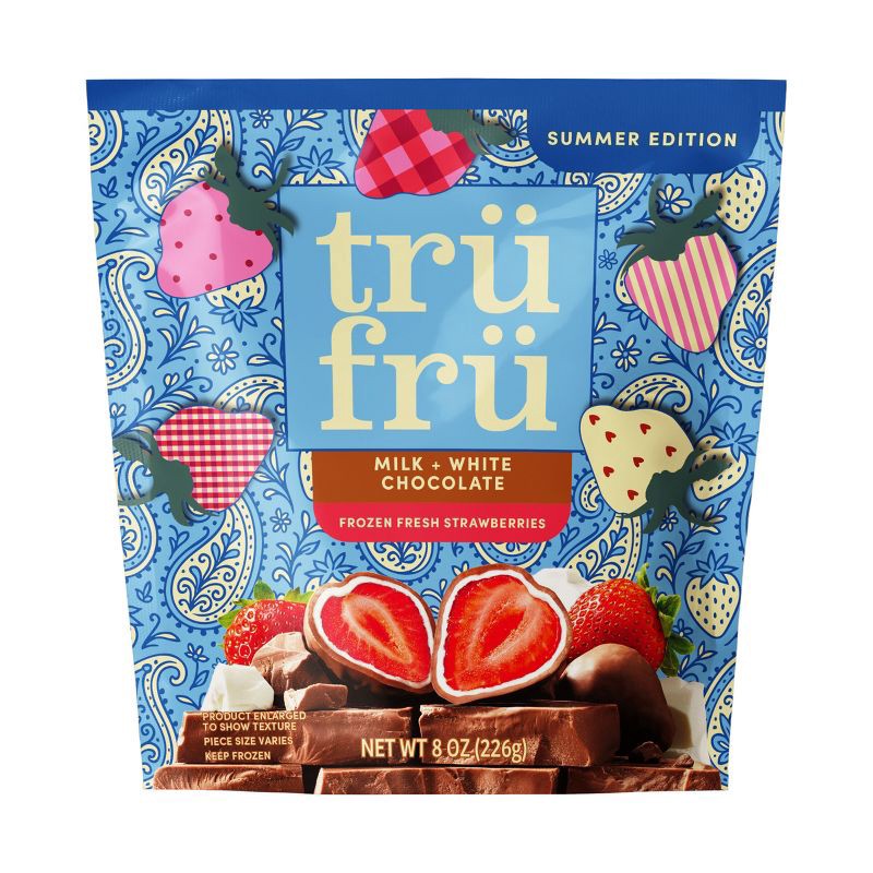 slide 1 of 8, Tru Fru White and Milk Chocolate Frozen Strawberries - 8oz, 8 oz