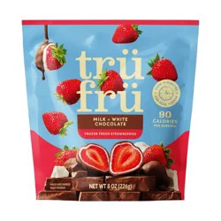 Tru Fru White and Milk Chocolate Frozen Strawberries - 8oz