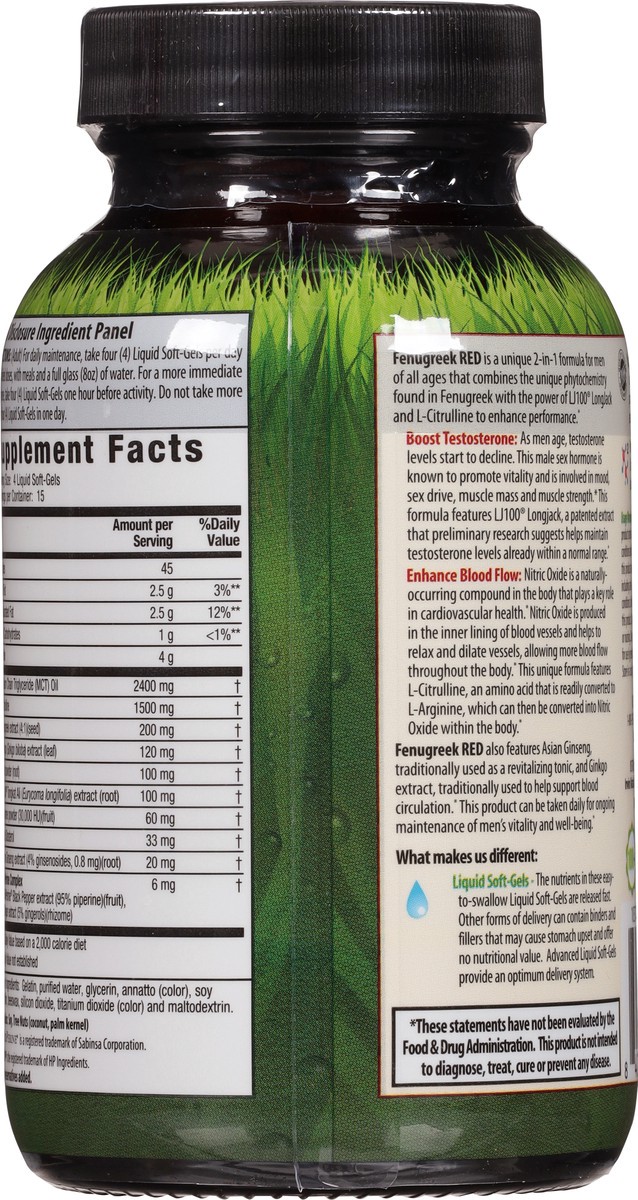 slide 7 of 9, Irwin Naturals Liquid Soft-Gels Fenugreek Red 60 Soft-gels, 60 ct