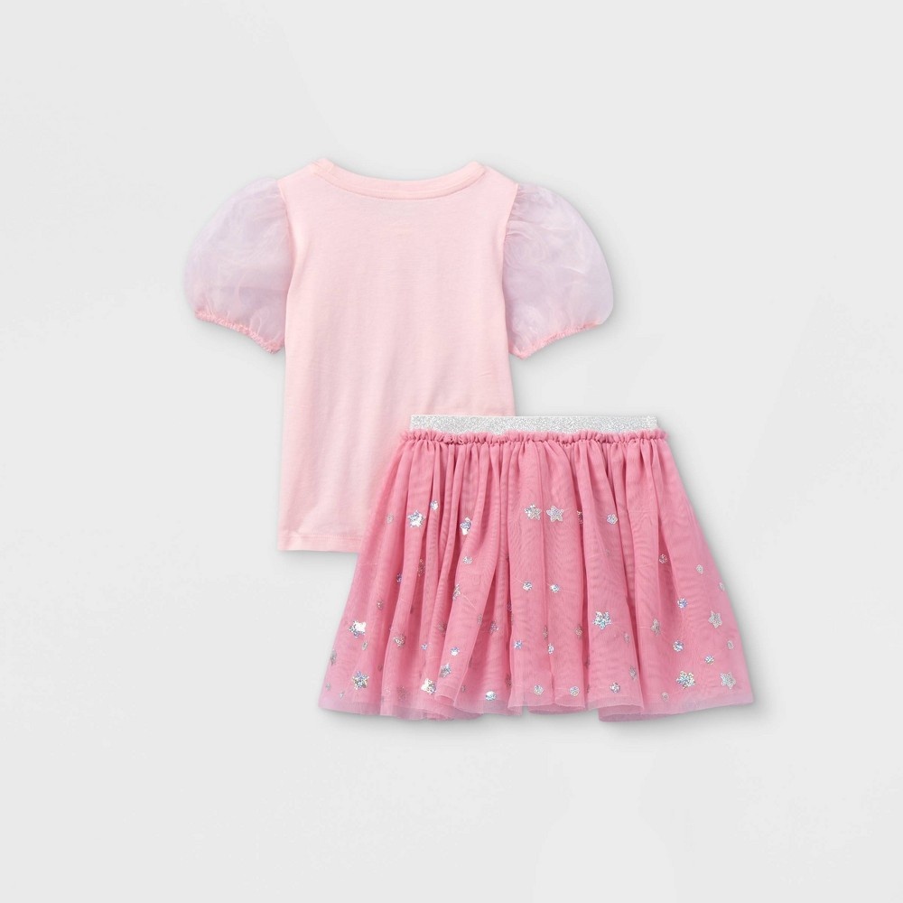 slide 2 of 3, Toddler Girls' Disney Princess Bubble Sleeve Top and Bottom Set - Pink 2T, 1 ct