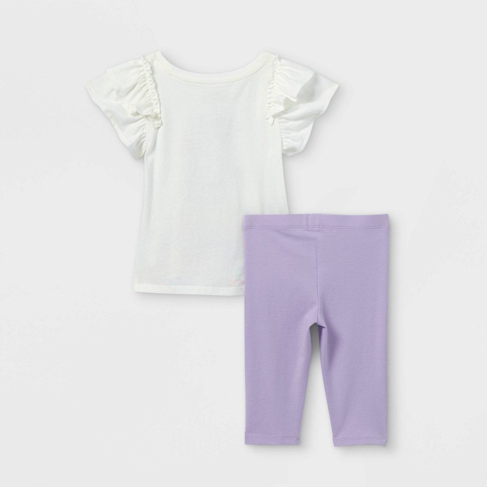 slide 2 of 3, Toddler Girls' Disney Princess Belle Short Sleeve Top and Bottom Set - Purple 3T, 1 ct