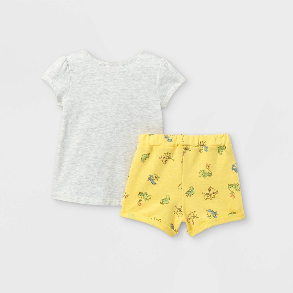 slide 2 of 3, Toddler Girls' Disney Princess Short Sleeve French Terry Top and Bottom Set - Yellow 2T, 1 ct