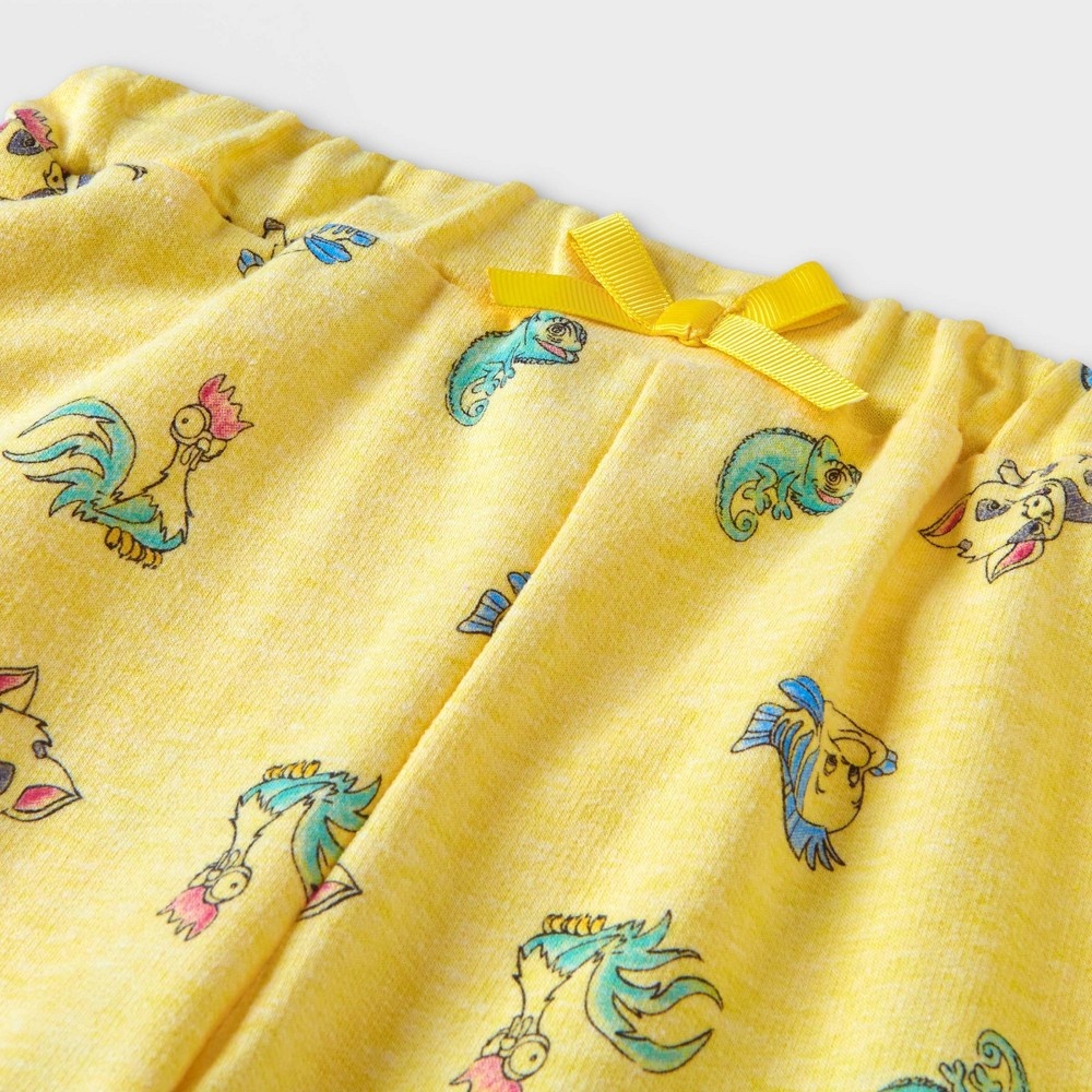 slide 3 of 3, Toddler Girls' Disney Princess Short Sleeve French Terry Top and Bottom Set - Yellow 2T, 1 ct