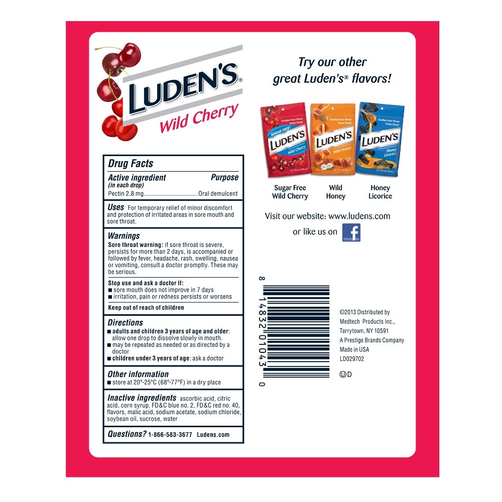 slide 2 of 2, Luden's Throat Drops - Wild Cherry, 30 ct