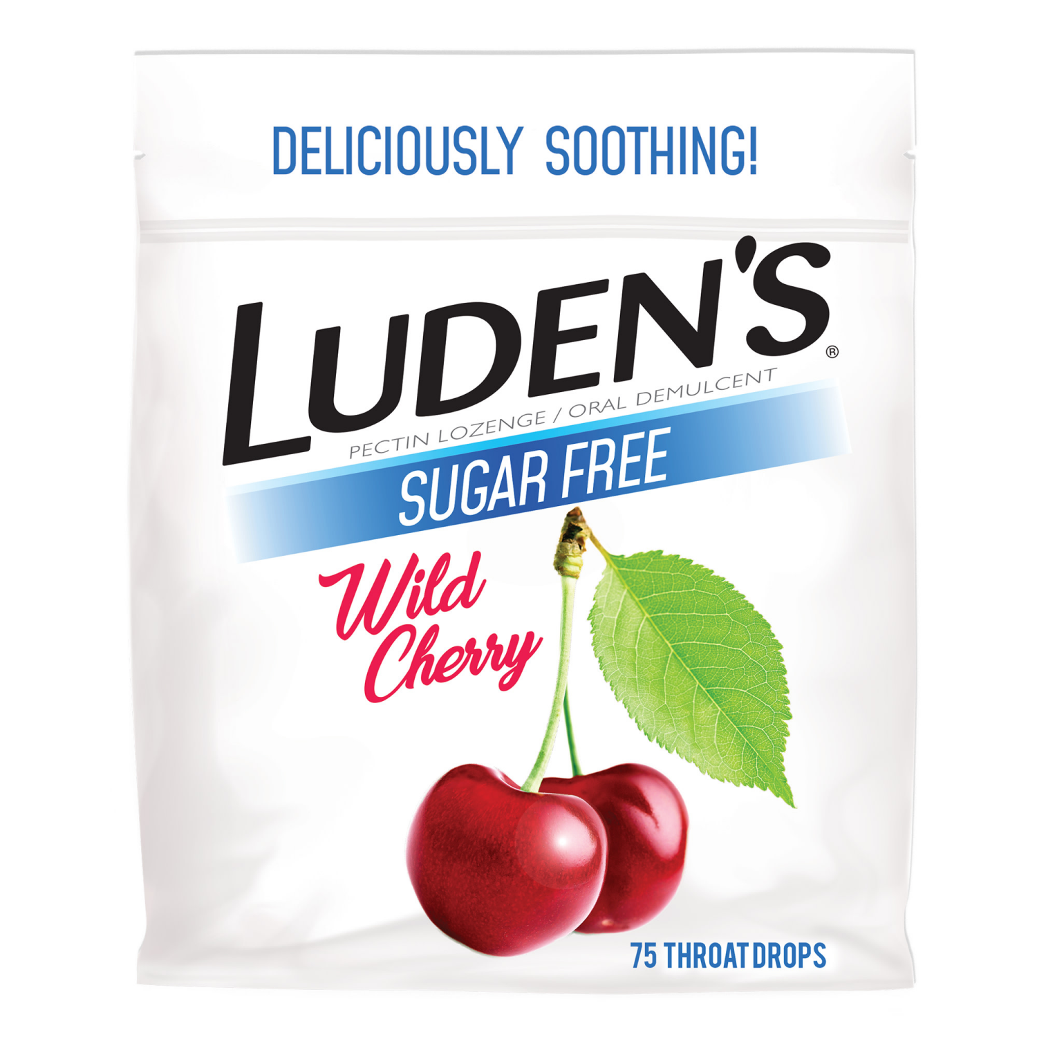 slide 1 of 5, Luden's Sugar Free Wild Cherry Throat Drops 75 ea, 75 ct