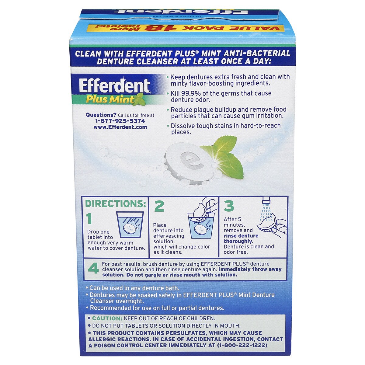 slide 7 of 8, Efferdent Retainer & Denture Cleaner Tablets, Minty Fresh & Clean, 126 Count, 1 ct