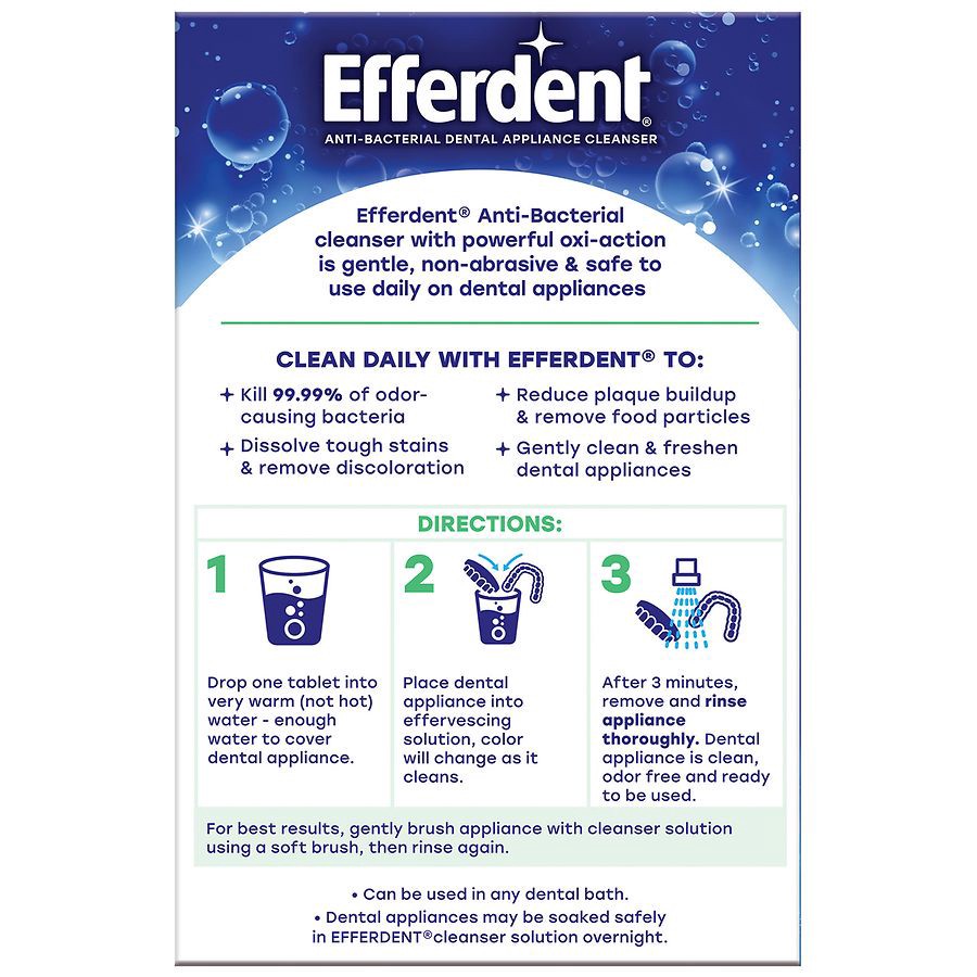 slide 4 of 5, Efferdent Retainer & Denture Cleaner Tablets, Minty Fresh & Clean, 126 Count, 1 ct
