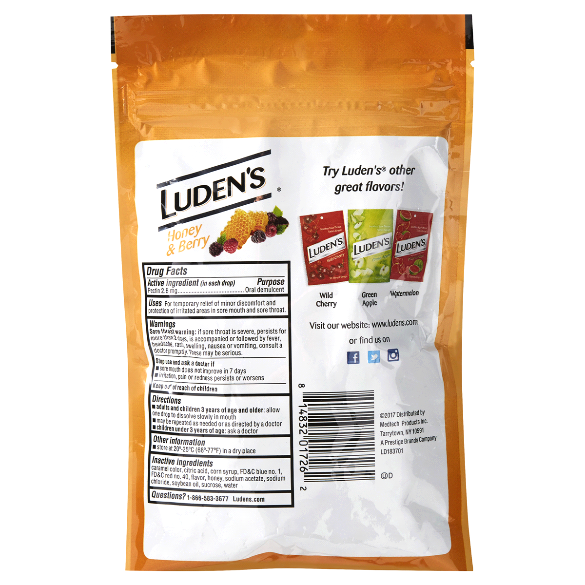 slide 2 of 2, Luden's Ludent Throat Drop Honey &Berry, 25 ct