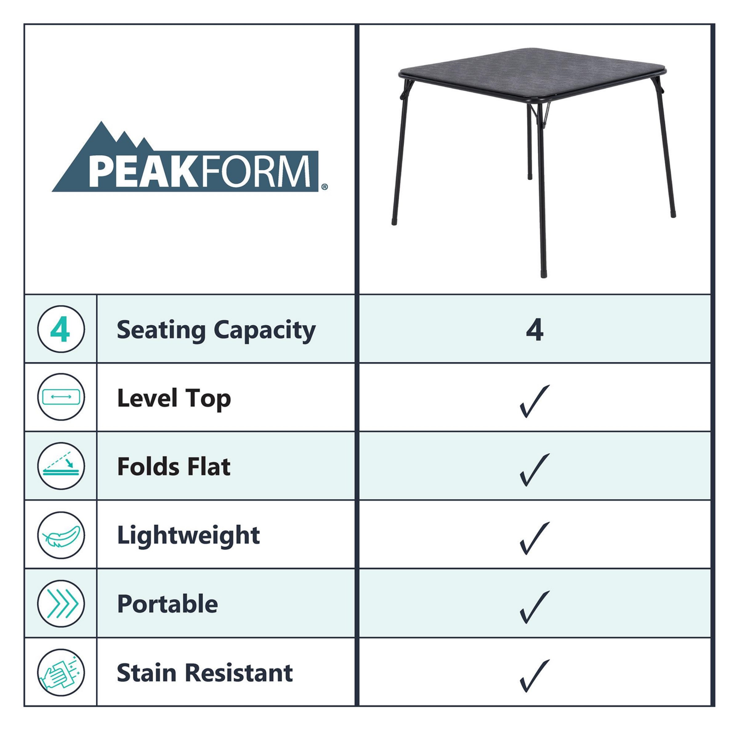 slide 7 of 8, Peakform Folding Table Black 33.5", 34 in