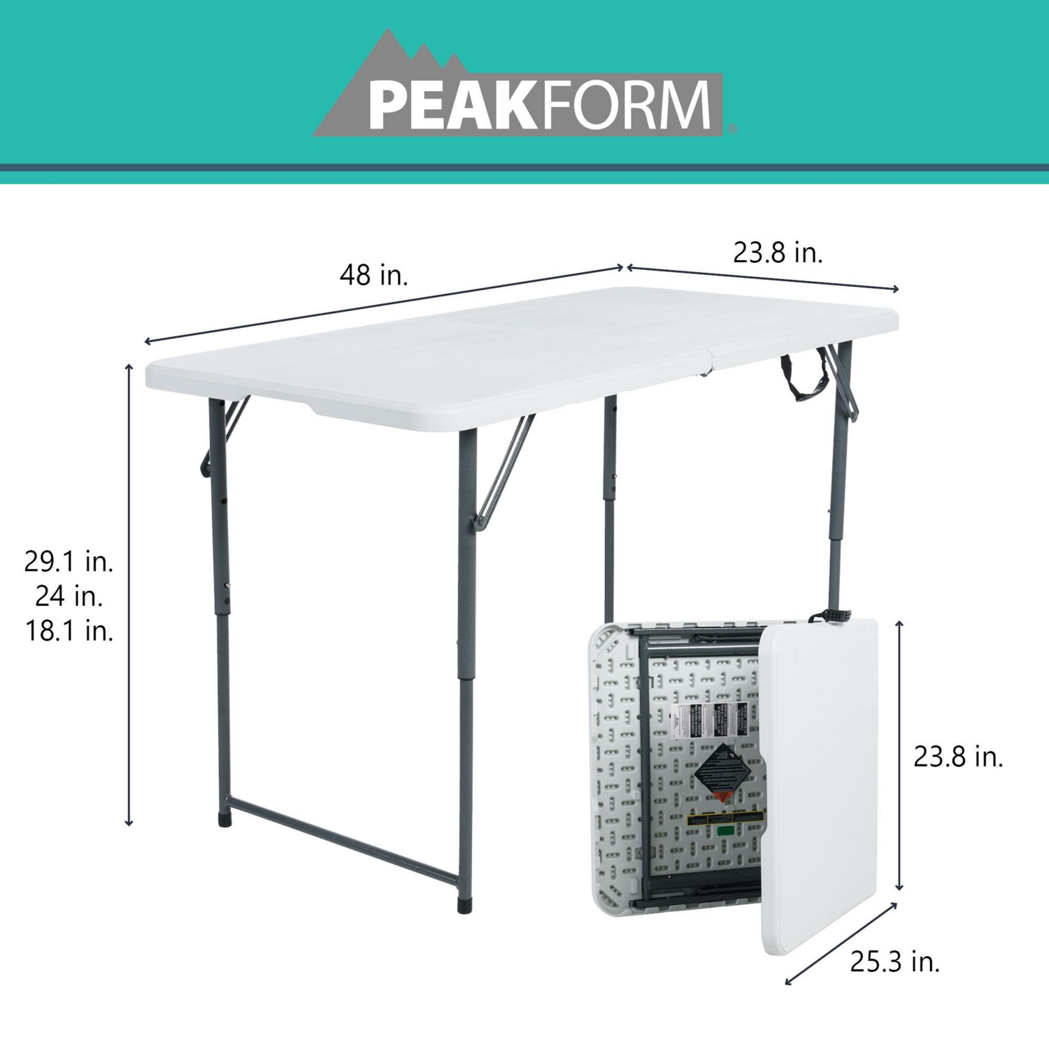 slide 2 of 8, 4' Fold In Half Table, 4 ft