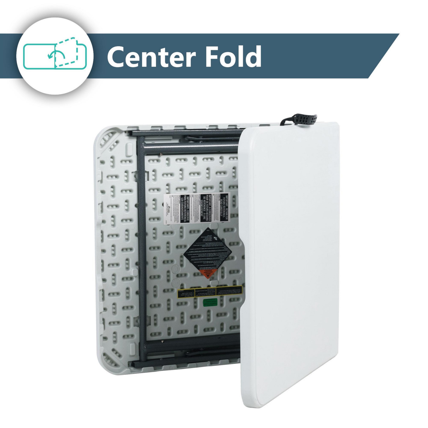 slide 4 of 8, 4' Fold In Half Table, 4 ft