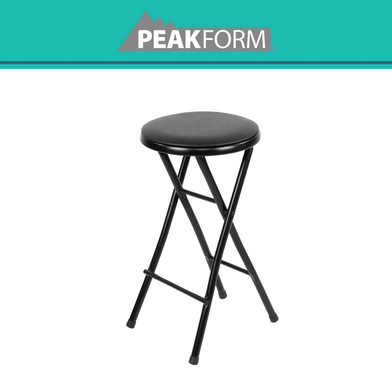 slide 3 of 8, Peakform 24-Inch Steel Vinyl-Padded Folding Stool, 37 in