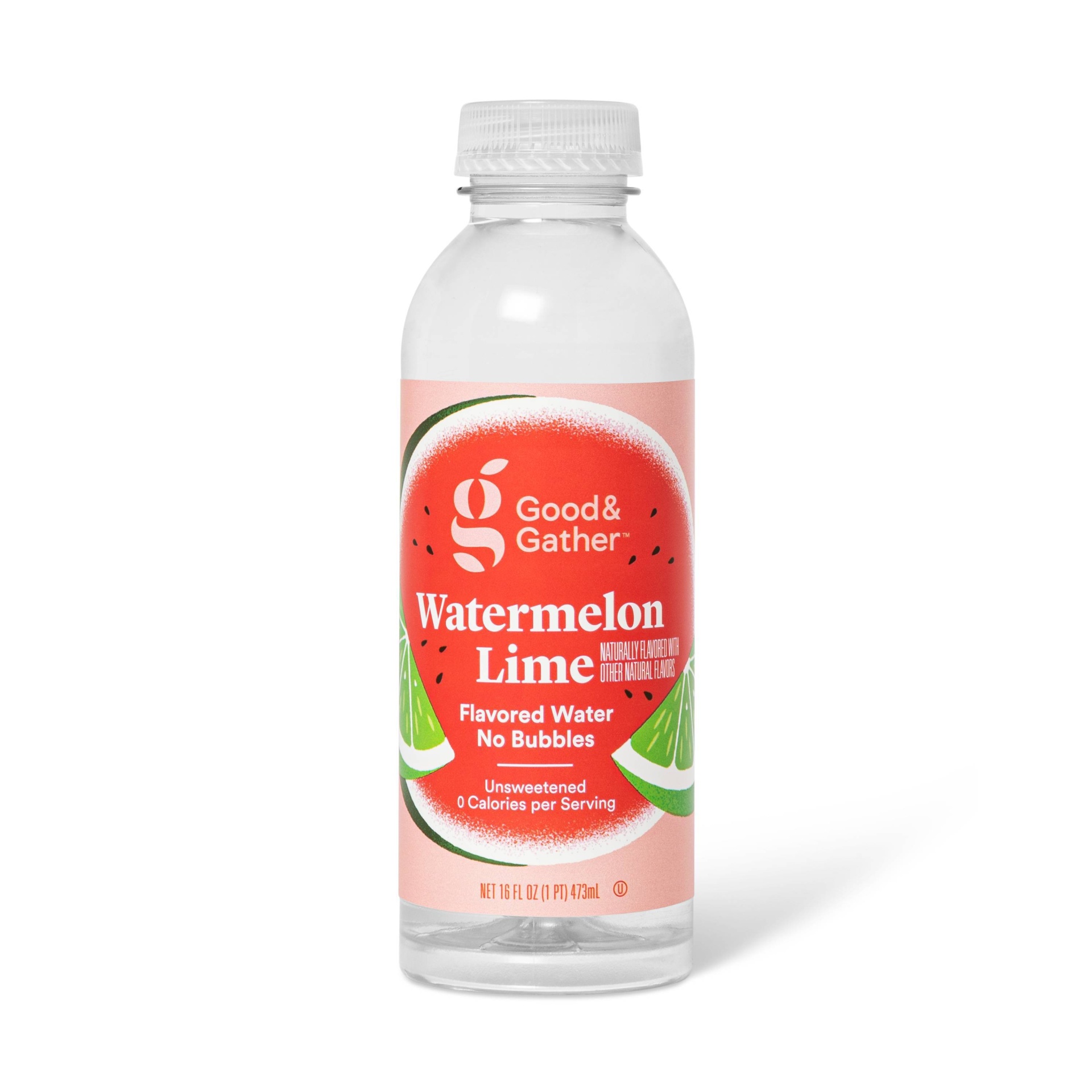 slide 1 of 2, Watermelon Lime Flavored Water - 16 fl oz Bottle - Good & Gather, 16 fl oz