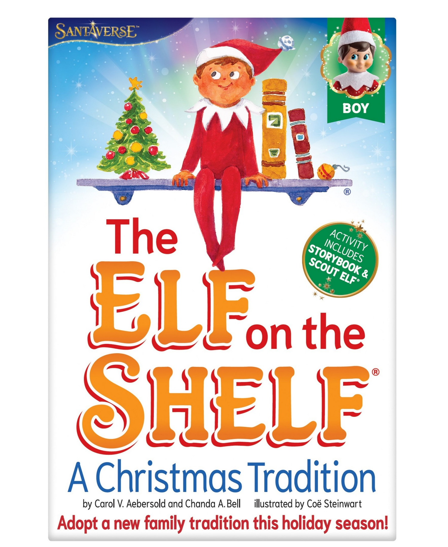 slide 1 of 6, The Elf on the Shelf Boy Storybook & Scout Elf 2 Pieces, 2 ct