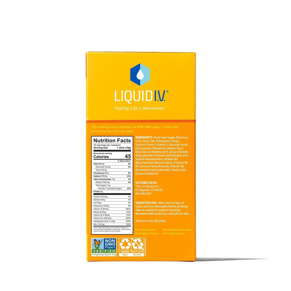 Liquid I.V. Hydration Multiplier Immune Support Drink Mix Tangerine