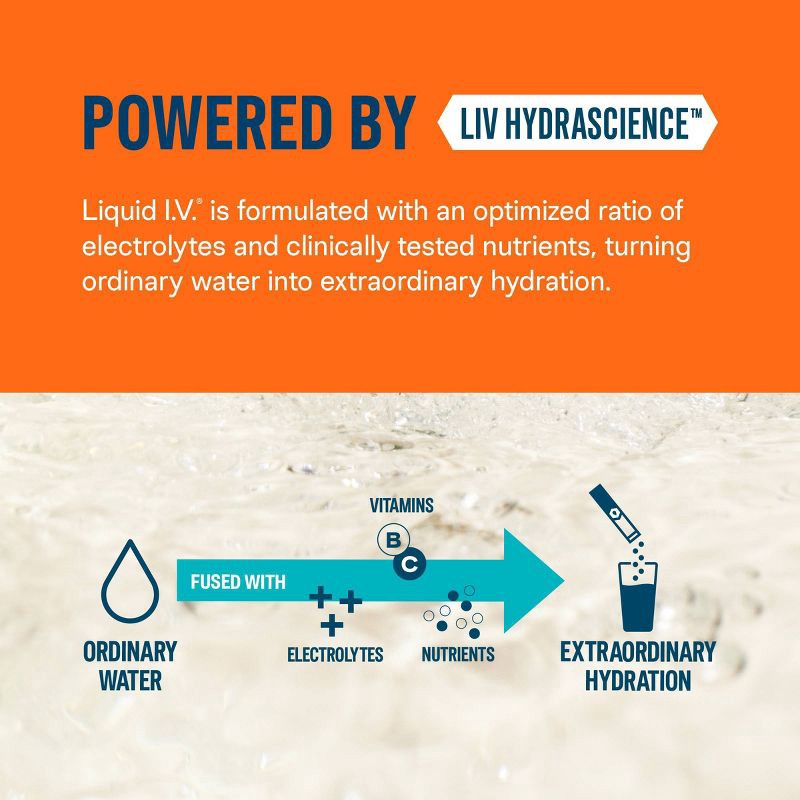 slide 9 of 12, Liquid I.V. Hydration Multiplier + Immune Support Powder Energy Supplements - Tangerine - 0.56oz each/10ct, 0.56 oz, 10 ct