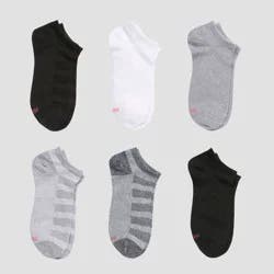 Hanes Premium Girls' 6pk No Show Solid Socks - Colors May Vary S