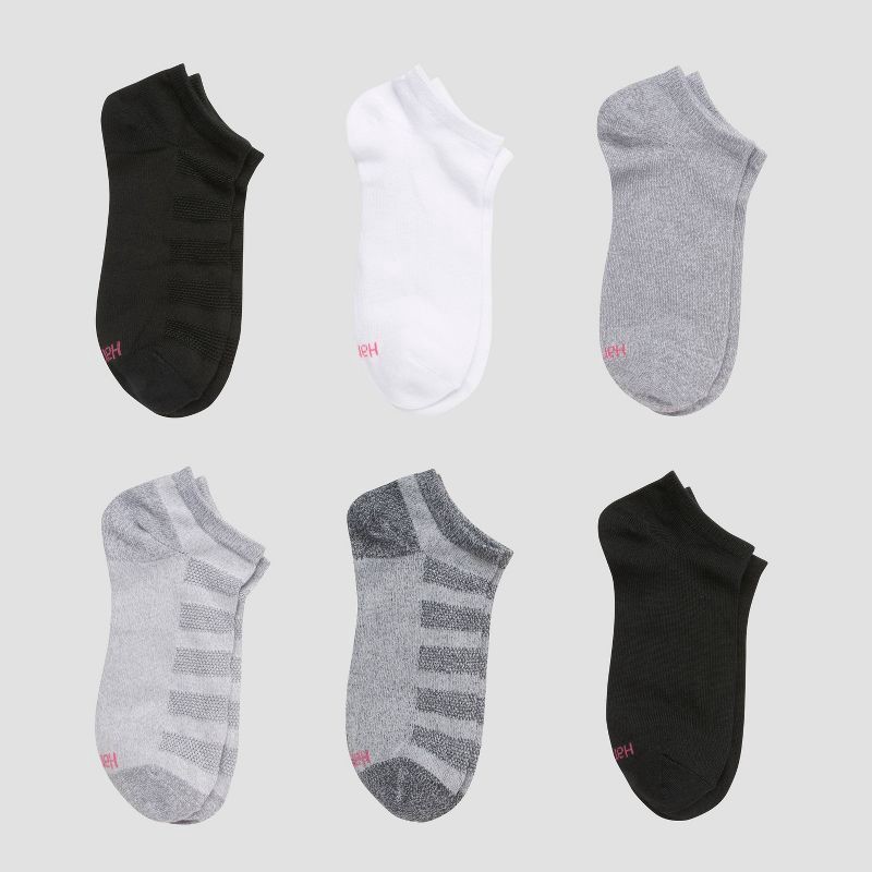 slide 1 of 4, Hanes Premium Girls' 6pk No Show Solid Socks - Colors May Vary L, 6 ct