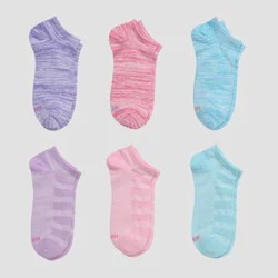 Hanes Premium Girls' 6pk No Show Socks - Colors May Vary S: Arch Support, Moisture Wicking, Knit Fabric