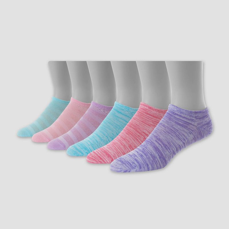 slide 2 of 3, Hanes Premium Girls' 6pk No Show Socks - Colors May Vary M, 6 ct