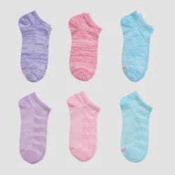 Hanes Premium Girls' 6pk No Show Socks - Colors May Vary M