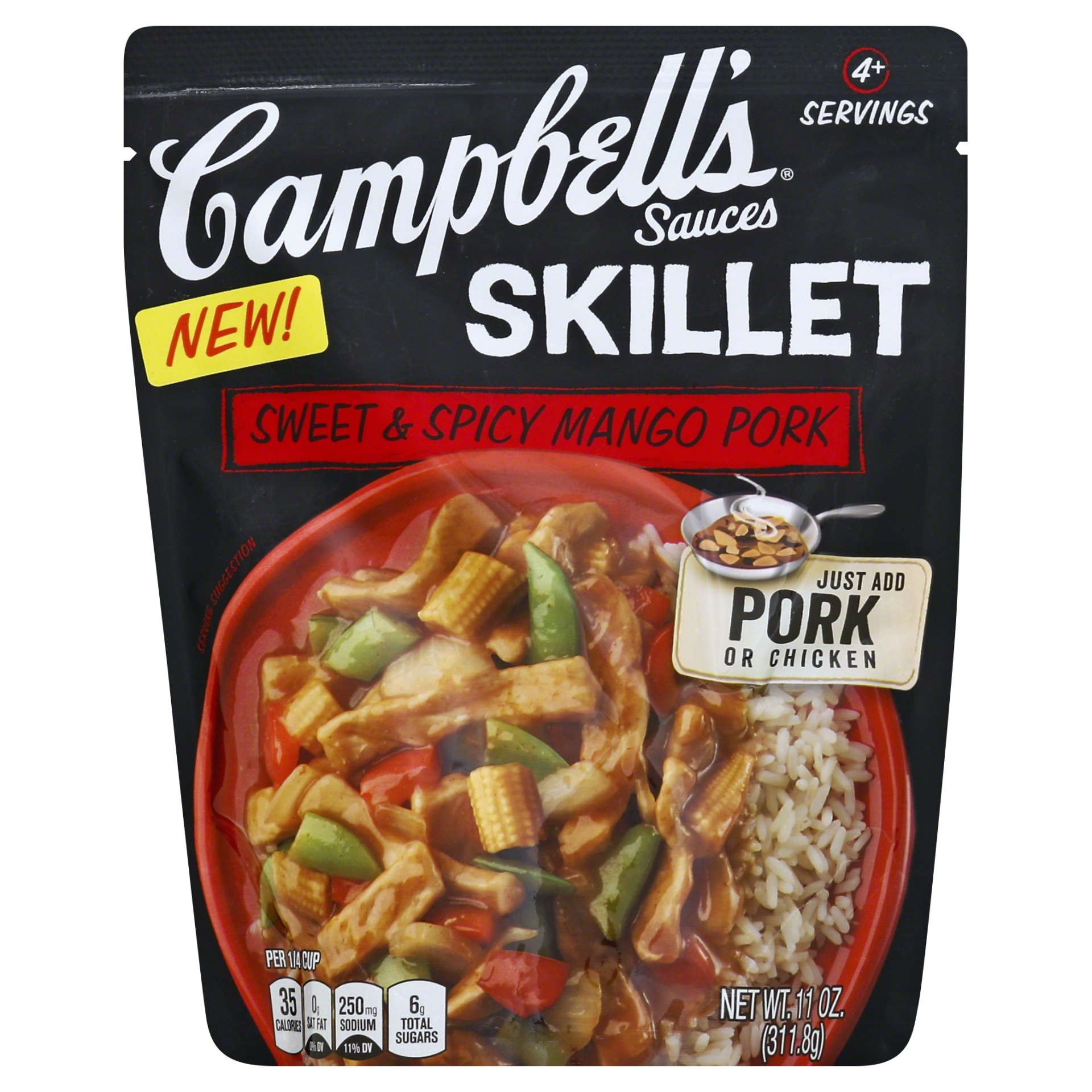 slide 1 of 3, Campbell's Skillet Sauces Sweet & Spicy Mango Pork, 11 oz