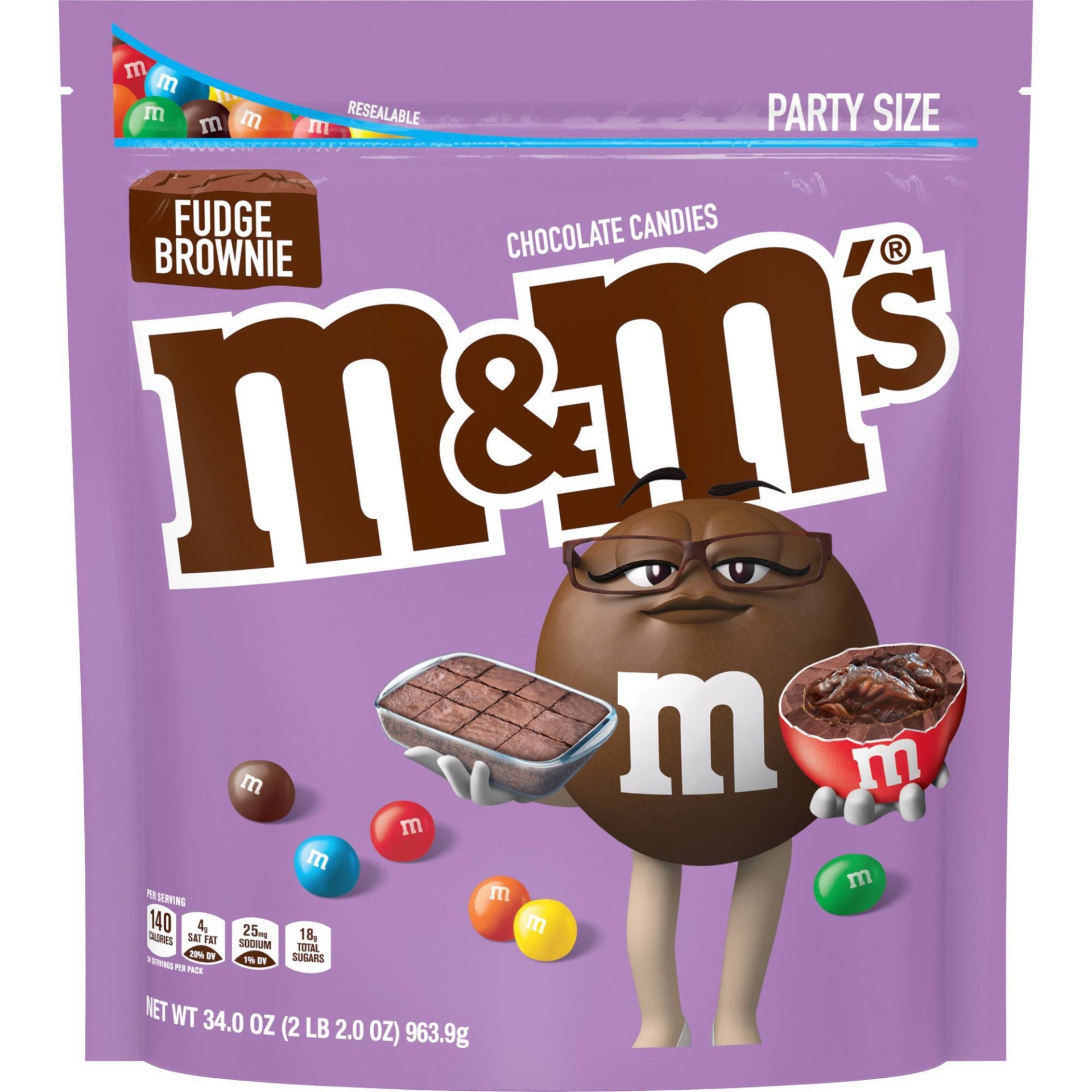 slide 1 of 6, M&M's M&Ms Fudge Brownie Party Size - 34oz, 34 oz