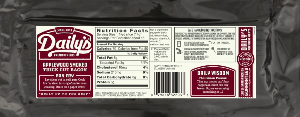 slide 2 of 5, Daily's Applewood Smoked Thick Cut Bacon, 1.5 lb