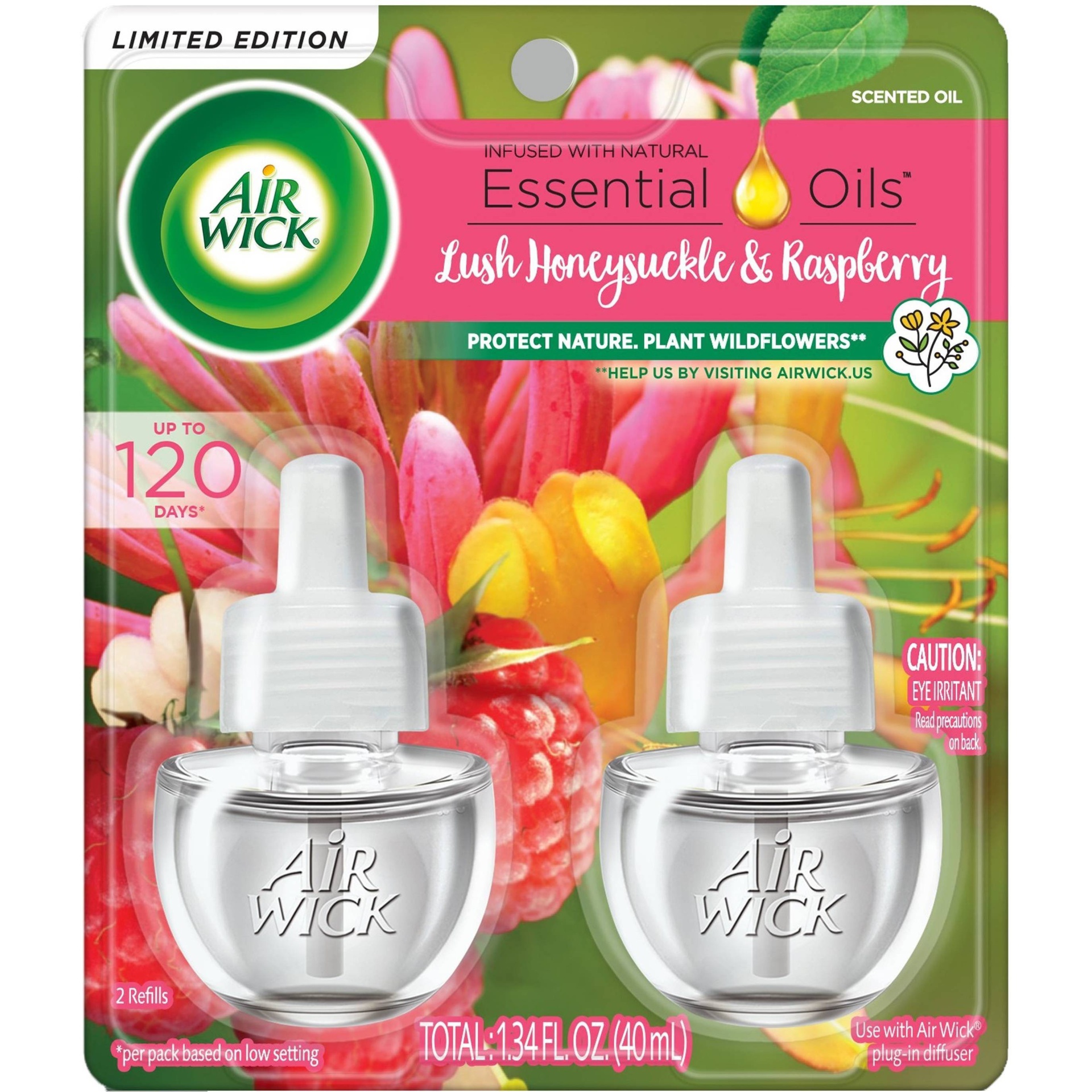 slide 1 of 1, Air Wick Scented Oil - Twin Refill Lush Honeysuckle and Raspberry, 1.34 fl oz