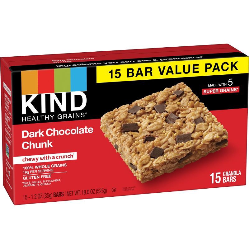 slide 3 of 9, KIND Healthy Grains Bars Dark Chocolate Chunk - 18oz/15ct, 18 oz, 15 ct