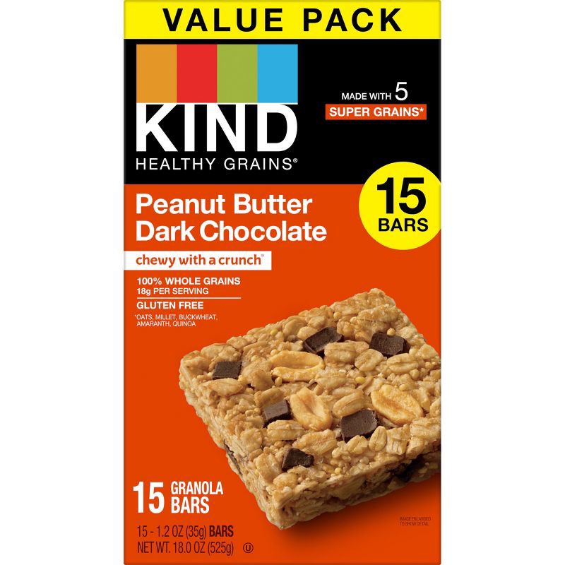 slide 6 of 9, KIND Healthy Grains Bars Peanut Butter Dark Chocolate Chunk -18oz/15ct, 18 oz, 15 ct