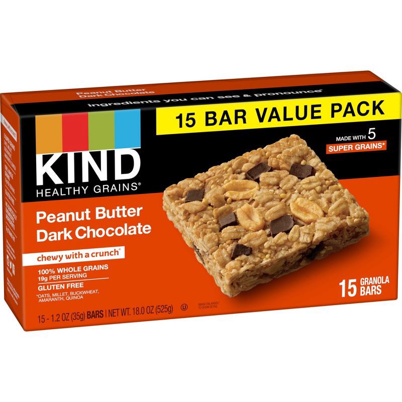 slide 7 of 9, KIND Healthy Grains Bars Peanut Butter Dark Chocolate Chunk -18oz/15ct, 18 oz, 15 ct